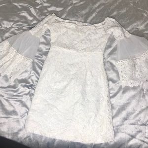 Off the shoulder white lace dress